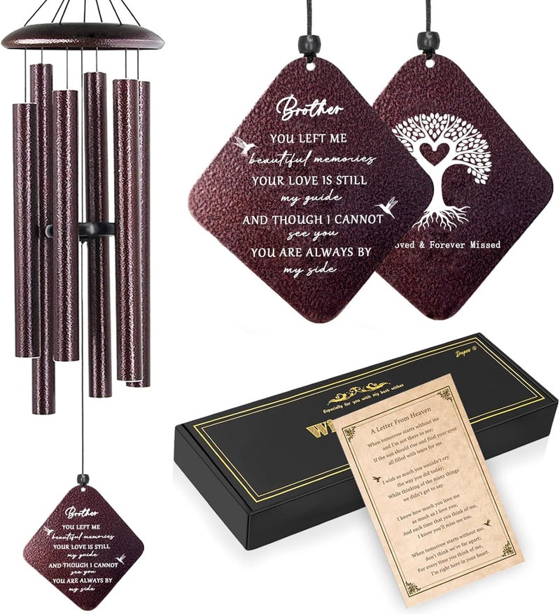 Doopeer Memorial Gifts for Loss of Brother, 32" Sympathy Wind Chimes for Loss of Brother, Bereavement Gifts Loss of Brother, Loss of Brother Sympathy Gifts, Windchimes in Memory of Brother (Bronze) - Image 1
